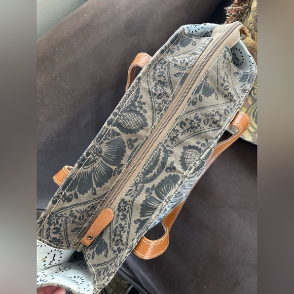 Namaste Tote Bag By Myra Bag, Western, Cotton Canvas/Cowhide, Carry On, Recycled - Picture 5 of 15